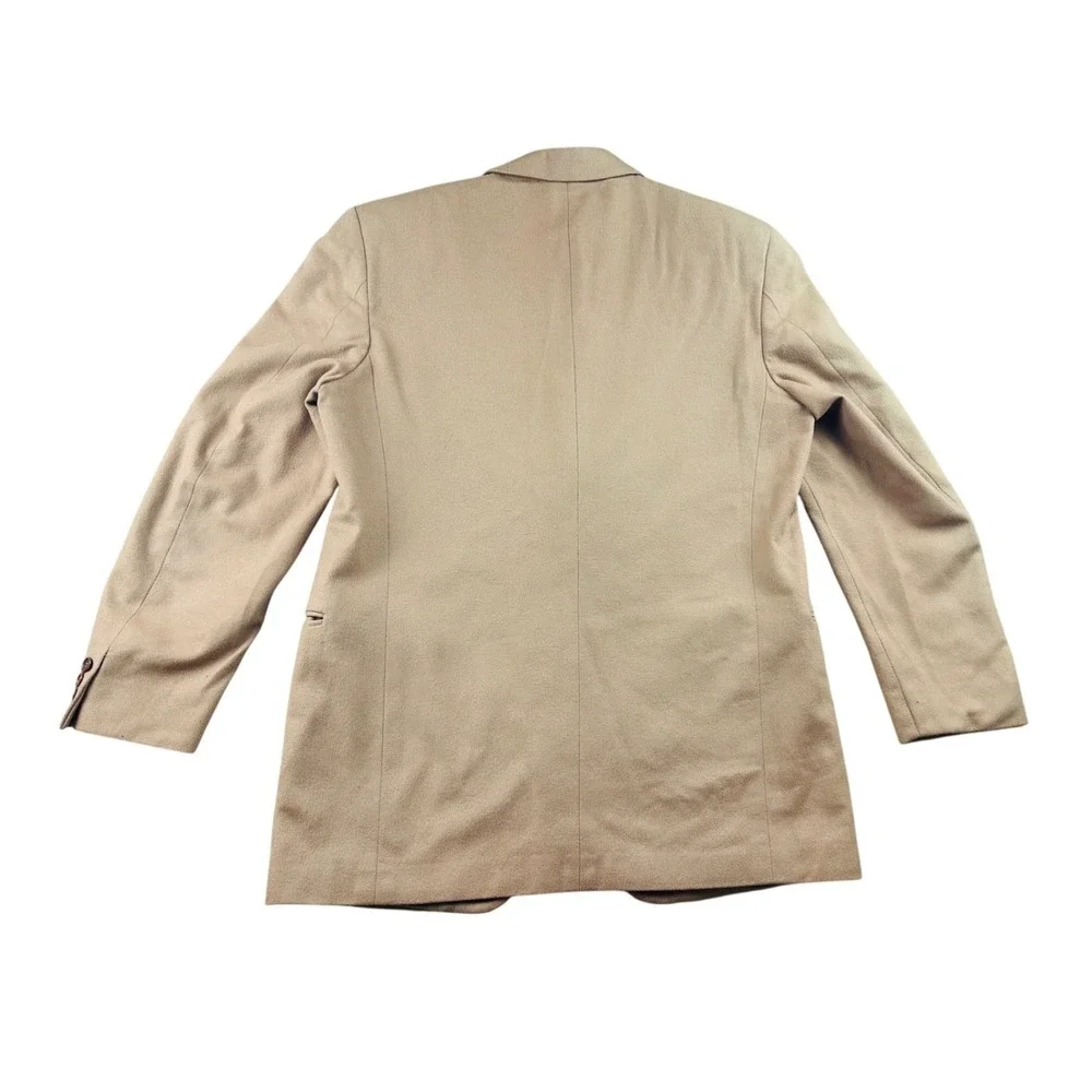 Vintage LEVETI Blazer Men 44R Tan Wool Cashmere Italy 3-Button Sport Coat Office